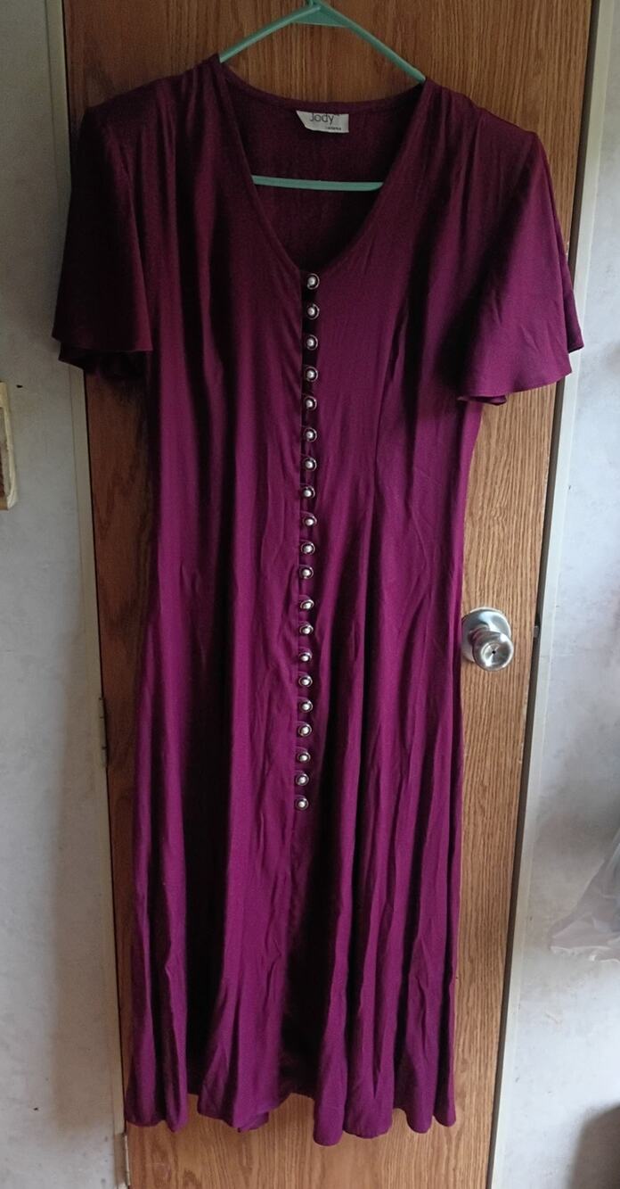 Vintage Jody California Burgundy Maxi Dress Corset Back Frog Button Whimsigoth M